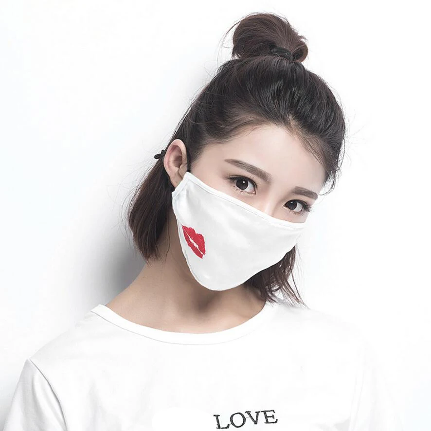Moledodo Fashion White Mouth Mask Female Red Lips Cotton Breathable Autumn and Winter Warm Summer Sunscreen Face Mask D50