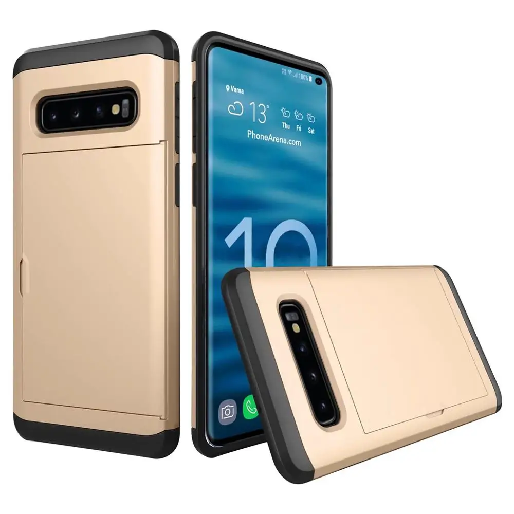 Чехол для телефона samsung Galaxy S10E Plus Lite Чехлы для samsung S9 S8 Plus S7 S6 Edge Plus Note8 9 чехлы с карманом для карт - Цвет: Золотой