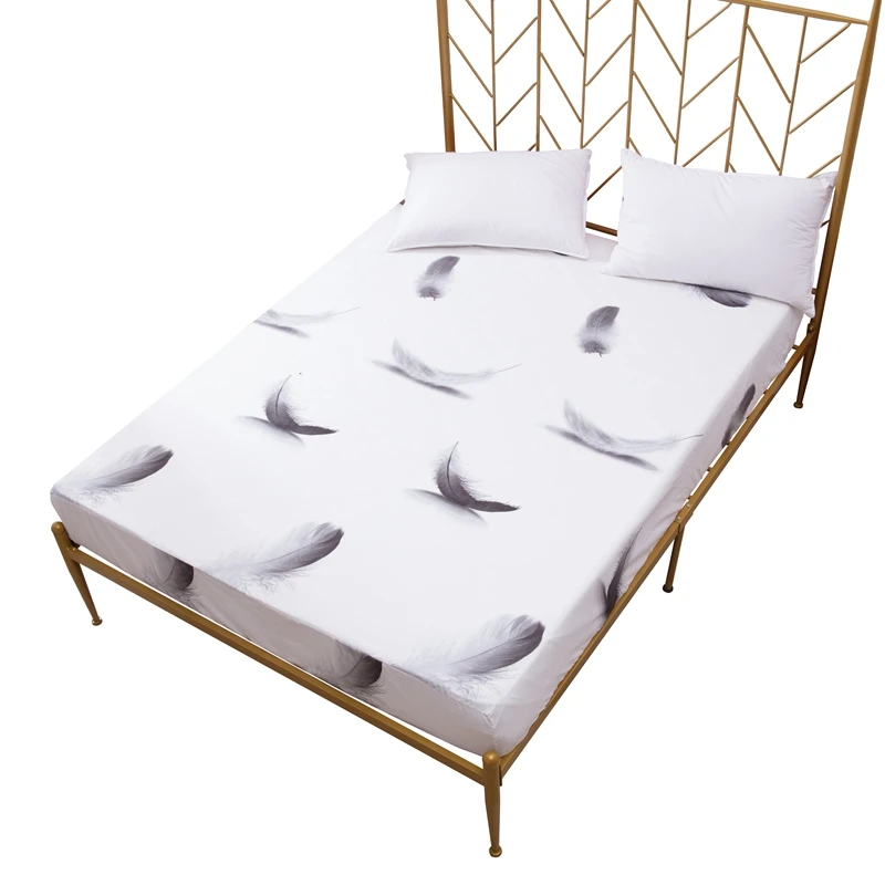  MECEROCK New Product Gray Printing Bed Mattress Cover Waterproof Protector Pad Polyester Elastic So