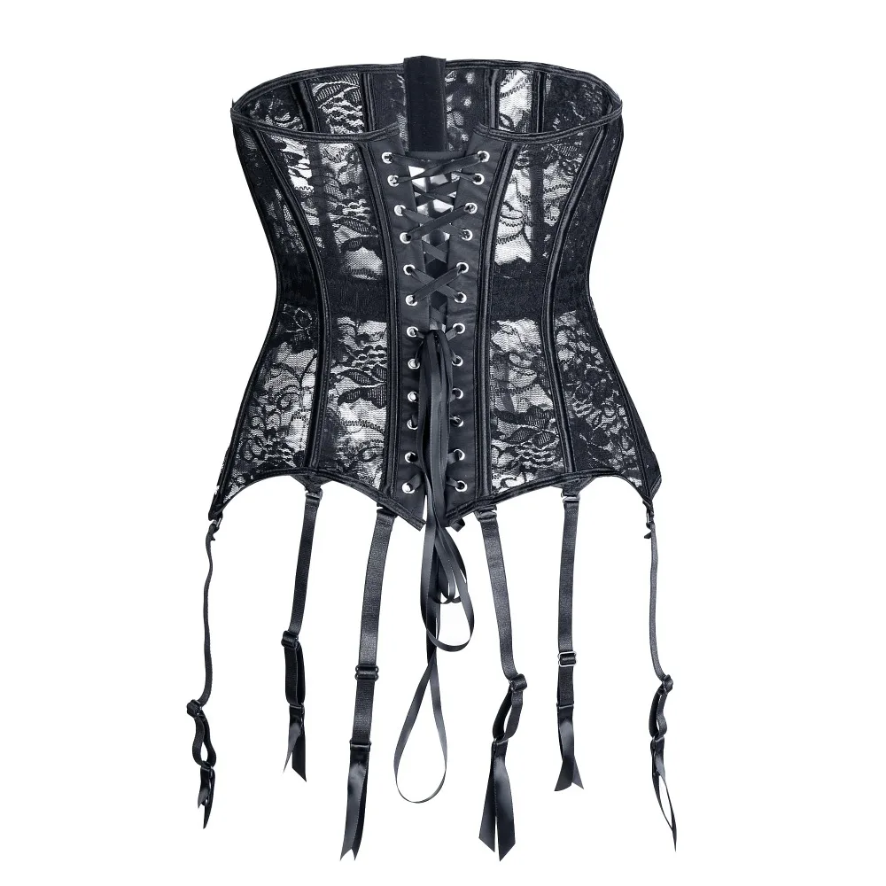 Woman Lace Underbust Waist Trainer Corset Corselet Black Plus Size S-6XL Body Shaper Waist Cinchers Control Corsets and Bustiers
