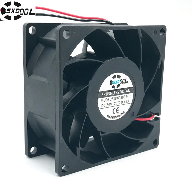 Вентилятор 8038 DC 24v 80mm охлаждения двойной шариковый подшипник 0.45A высокая скорость