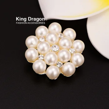 

Rhinestone Pearl Buttons With Shank Back 100pcs/lot 30MM Silver Color Wedding Button KD91