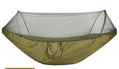 Double Camping Hammock with Mosquito Net Portable Hammock with Tree Straps Lightweight Parachute Travel Bed Quick Open Easy Set 