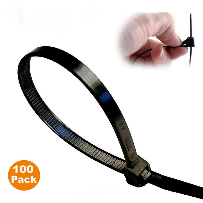 100pcs 7x200 Releasable/reusable Plastic Zip Cable Wire Tie for