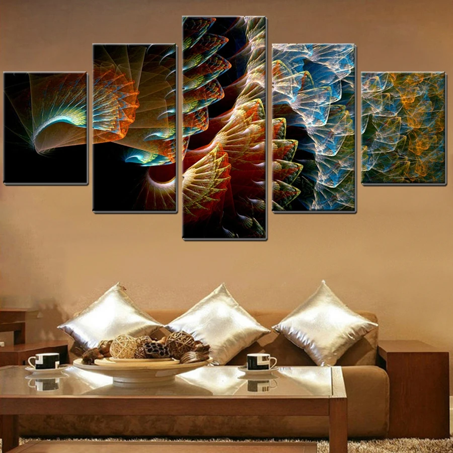 New Sale Colorful Abstract Decorative Pattern Best Gifts for Room Wall Art Decor Canvas Oil Painting Waterproof Wholesale 5 PCS | Дом и сад