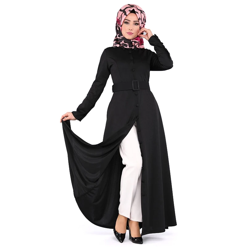 bangladesh abayas for women arabic djelaba femme dubai abaya robe caftan marocain kaftan islamic clothing muslim dress - Цвет: Black