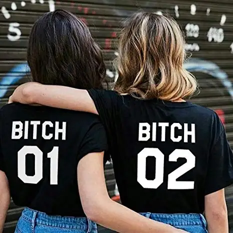 Забавная футболка Tumblr для девочек модные топы Bff Sister Женская шикарная с буквенным
