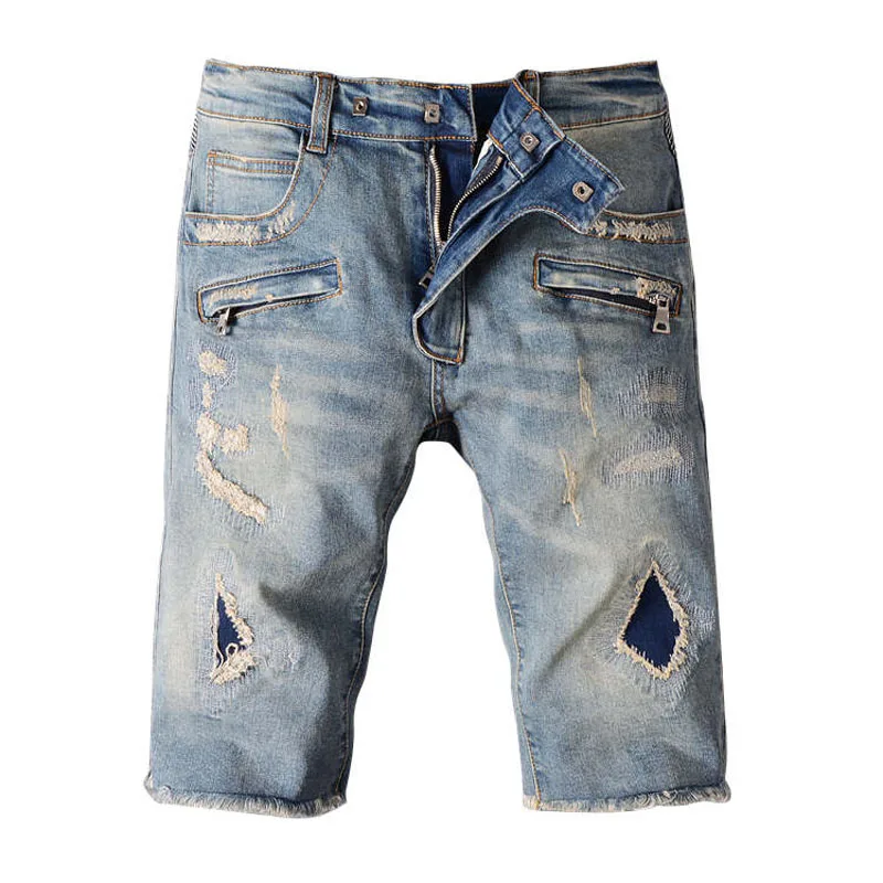 2016 Summer New Fashoin Vintage Denim Hole Shorts Mens Jeans Short