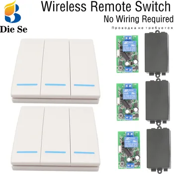 

Fluorescent Wall Panel Bulb Wireless Remote Switch AC 85V~250V 2200W 3CH for LED/ Lamp/ Bulb/ Light Switch No wiring required