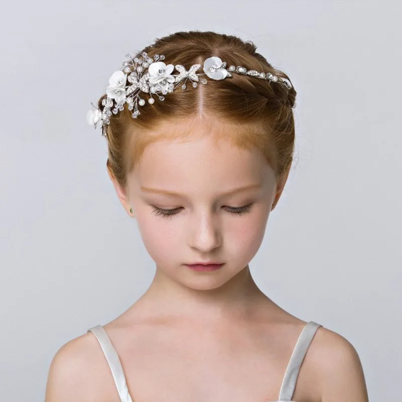 Ободок для волос для маленьких девочек; головной убор для свадьбы; детская свадебная тиара для подружки невесты; Жемчужная Повязка для волос; аксессуары для волос