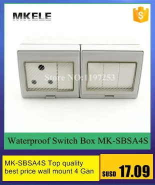 Mk-sbu2s полезные Лидер продаж 2 банды водонепроницаемый кнопка включения выключения настенный выключатель разъем 10A 250 В, ванная комната водонепроницаемый переключатель