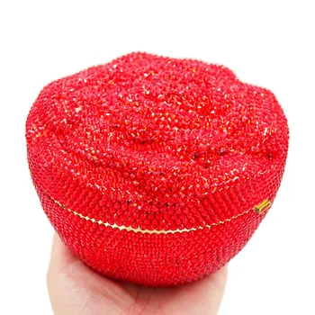 

Silver Luxury Flower Full crystal Party Purse Diamond Evening Minaudiere Clutch Bag Wedding Party Flower Rose Handbag sc627