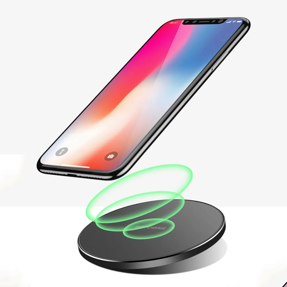 

Soaptree 2018 Qi Wireless Charger for iPhone 8/X /8 Plus Samsung Desktop Fast Charging 10W Alloy Pad