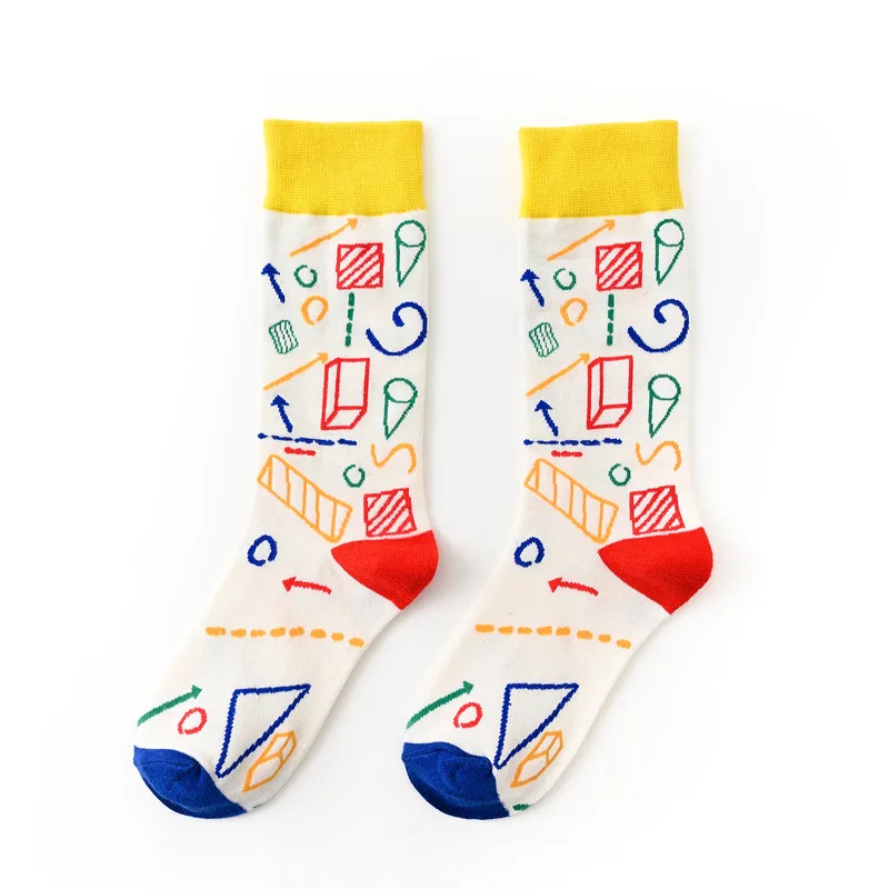 Модные странные математические мужские удобные носки из хлопка калькулятор Harajuku Новинка Забавный дизайн черные красные мужские носки