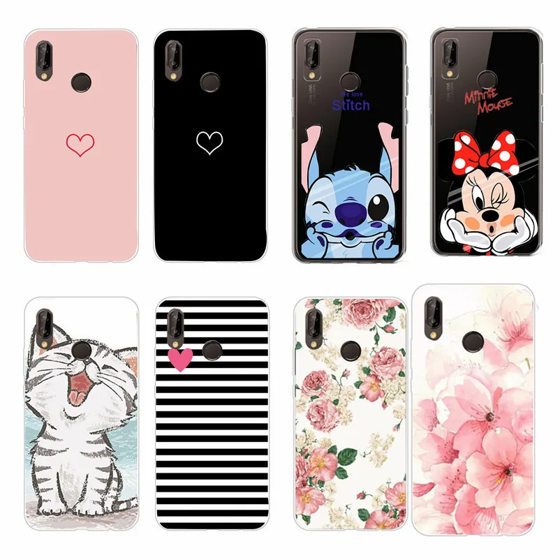 Прозрачный мягкий чехол с Минни для Huawei P Smart P20 Mate 10 P10 P8 Honor 9 P9 Lite 2017 сердечком