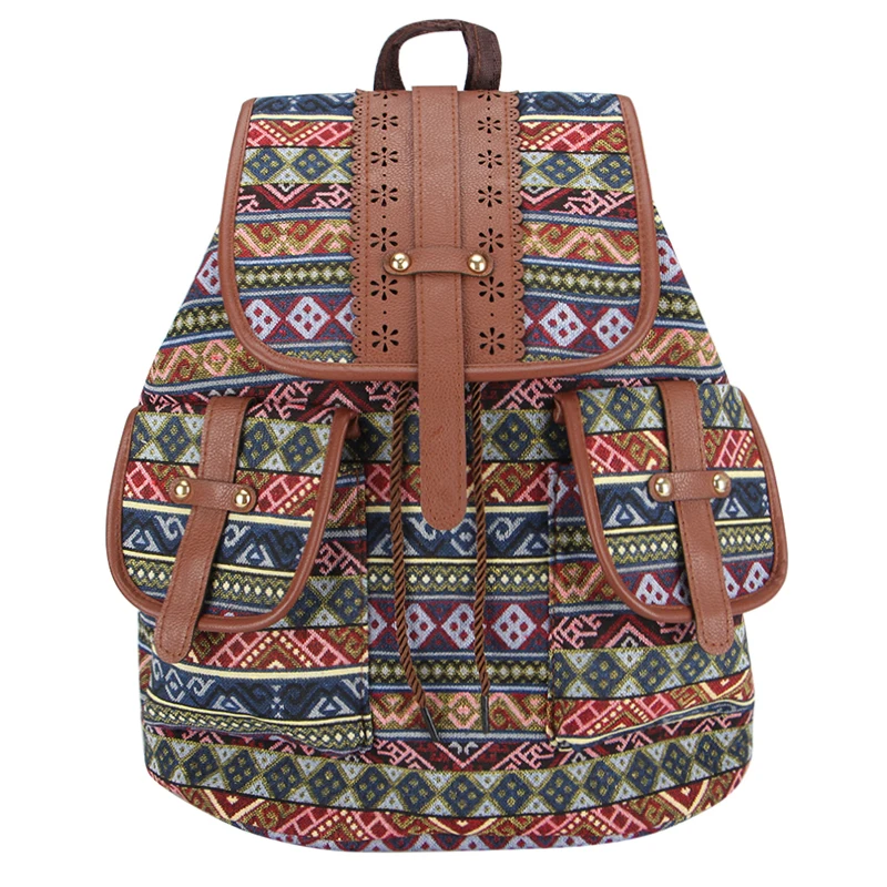 Sansarya, новинка, Женский винтажный рюкзак из искусственной кожи в богемном стиле, школьный женский рюкзак для девочек-подростков, женская сумка на шнурке, рюкзак
