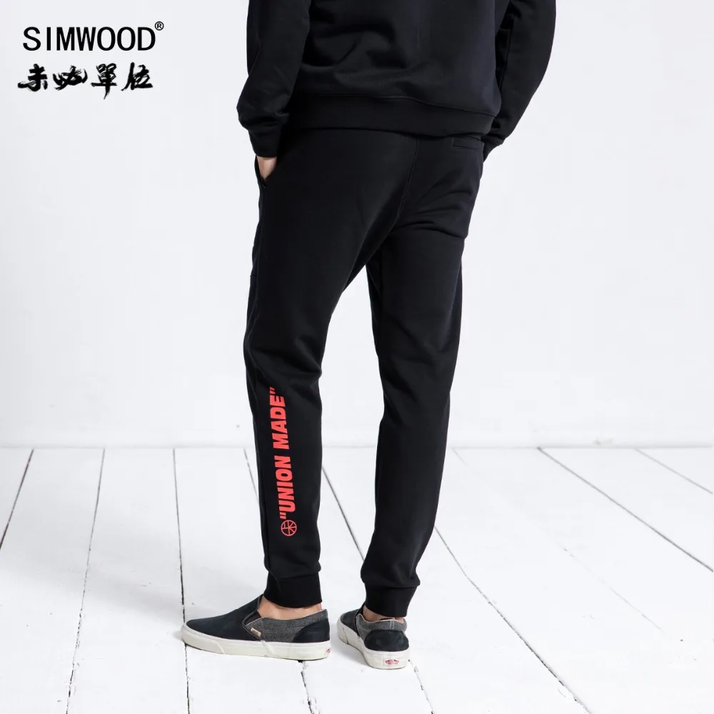 Simwood/брендовые пот Штаны Для мужчин 2019 зимние модные спортивные штаны для бега Для мужчин брюки Повседневный, с буквенной надписью хип-хоп