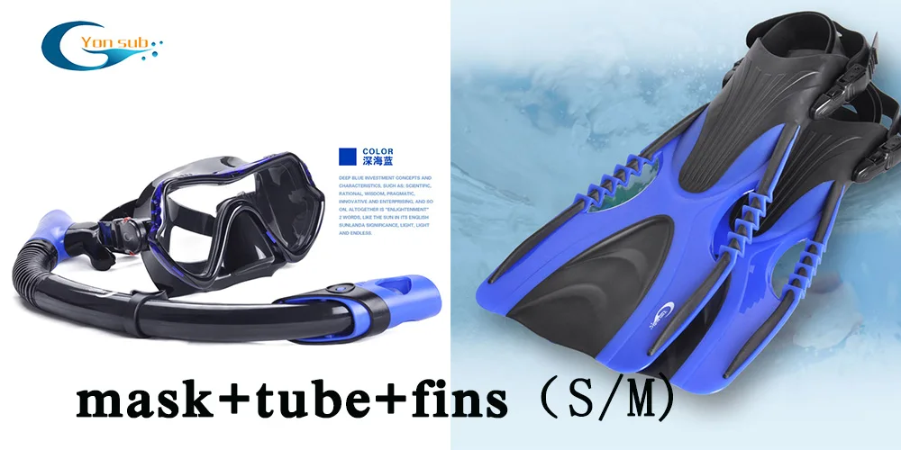 Набор силиконовых масок для дайвинга для взрослых, регулируемые плавники для подводной охоты и подводной охоты, четыре цвета - Цвет: mask-tube-fins(L-XL)