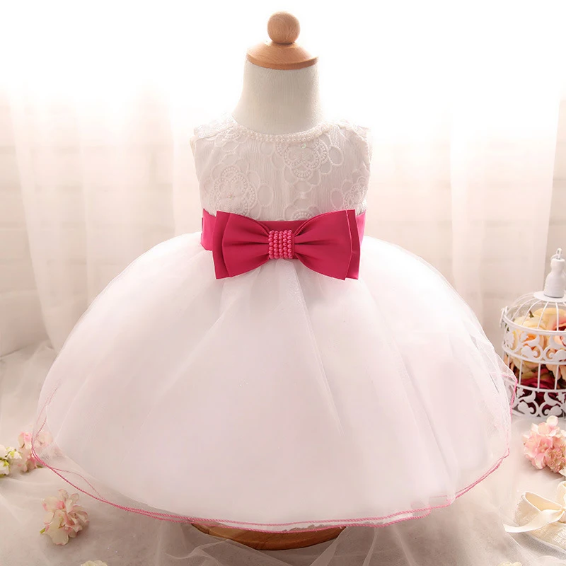 

Baby Girl Tulle Dress White Fluffy Tutu Dress with Bow Princess Girl Pageant Frocks Party Prom Lace Dress A015 bebe Vestidos