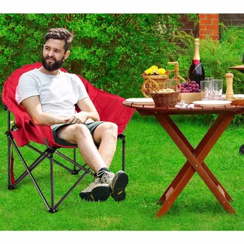 

Giantex Oversized Saucer Moon Folding Camping Chair Padded Seat w/Cup Holder&Carry Bag Outdoor Furniture OP3639