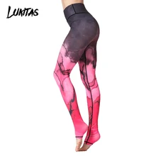 LUKITAS Fitness Women Sexy Yoga Slim Long Pants Printed Elastic High Waist Dry Fit Dance Gym Workout Running Sport Tight Legging