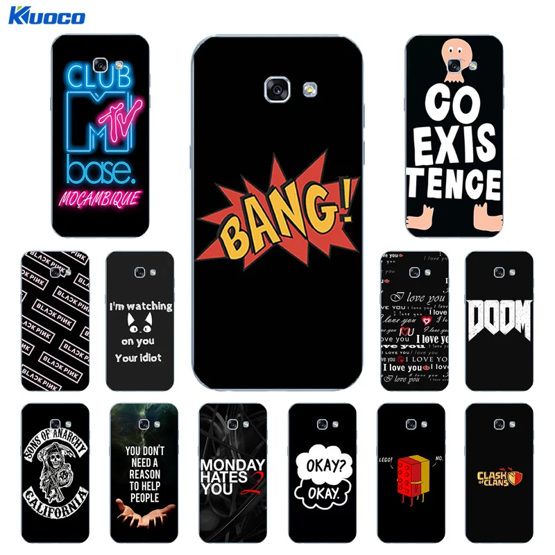 for Samsung A5 2017 Case Soft Silicone Phone Black Letters Printing Cover Fundas Galaxy SM-A520 A520F Coque |