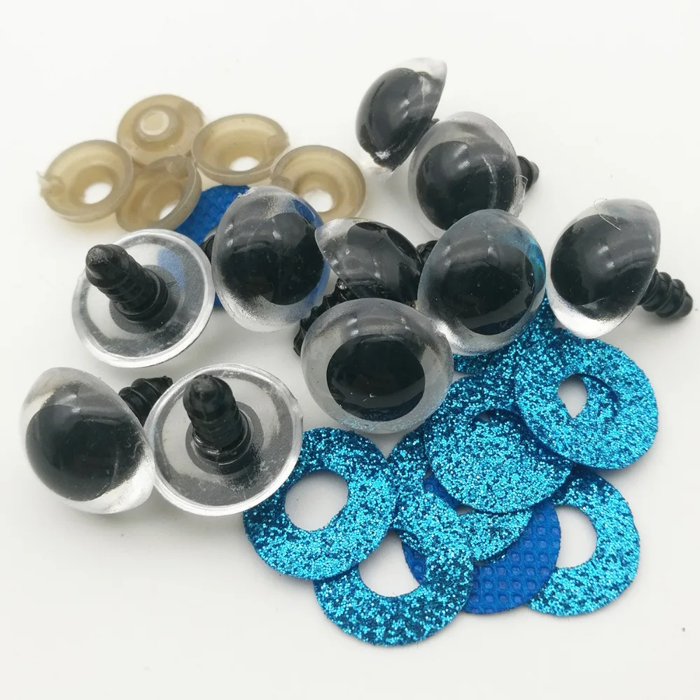 100pcs Plastic Glitter Safety Eyes for Stuffed Toys Scrapbooking Puppet 18mm
