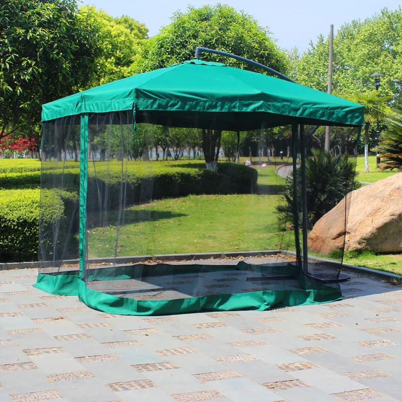 Turbine september schuintrekken 2.7 Meter Tuin Paraplu Staal Ijzer Parasol Patio Tuinmeubilair Shading  Cabana Met Gaas Zijwanden Zonder Steen Base|parasol patio|sun garden  umbrellagarden umbrella - AliExpress