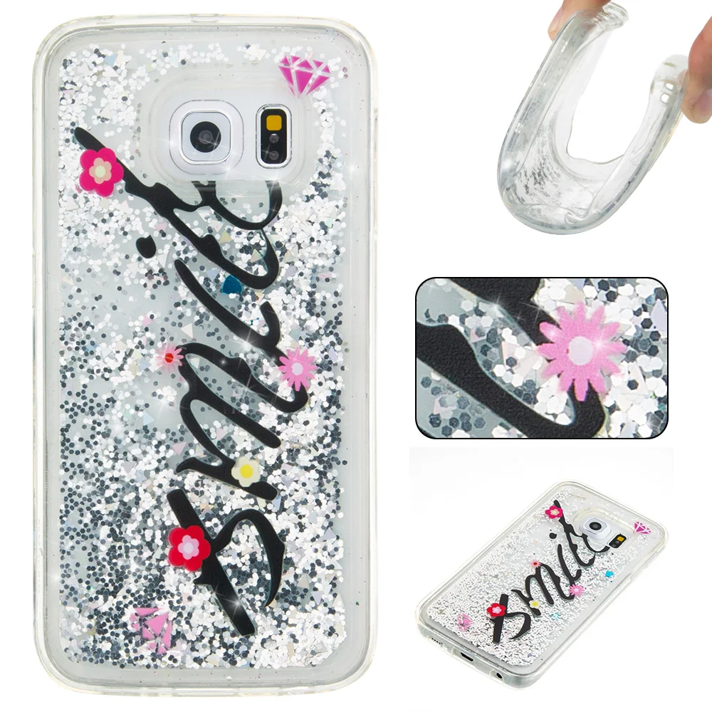 High Quality Soft Flash Glitter Dynamic Liquid Quicksand Phone Back Cover Case For Samsung Galaxy S6 edge |