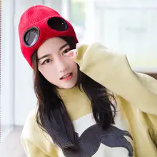 Женская зимняя утолщенная вязаная шапка унисекс двойного назначения, ветрозащитная шапка для лыжного спорта, одноцветная шапка с манжетами и ушками