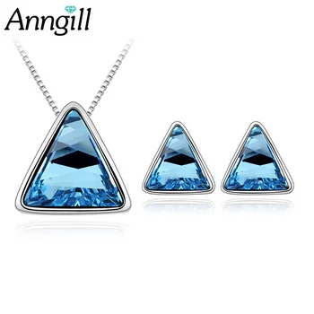 

New Style Triangle Crystal From Swarovski Bridal Jewelry Sets Earrings Necklace Set Jewellery Sets For Women Party Wedding Gift