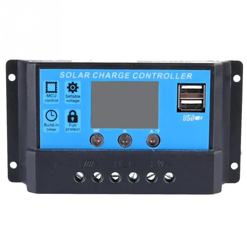 LCD Display With Dual USB Interfaces 30A Solar Controller