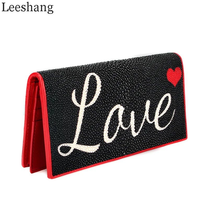 Leeshang Stingray Leather Purse Women Wallets Genuine Leather Brand Long Wallet Women Clutch Ladies Stingray Day Clutches Purses