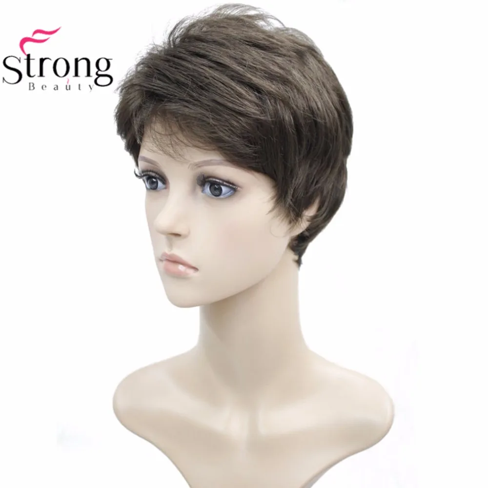 StrongBeauty женский синтетический парик черный/Блонд короткие прямые волосы натуральные парики