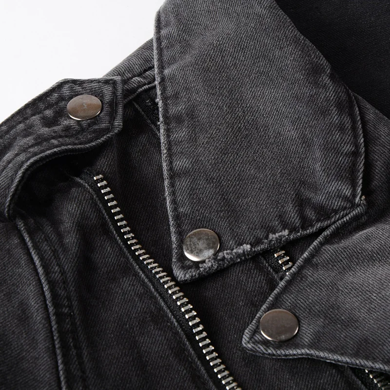 mens black denim motorcycle jacket