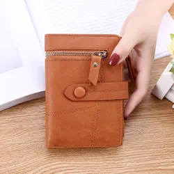 Модный женский короткий кошелек на молнии с пряжкой, кошелек для монет, студенческий картхолдер (кошелек для пластиковых карт)