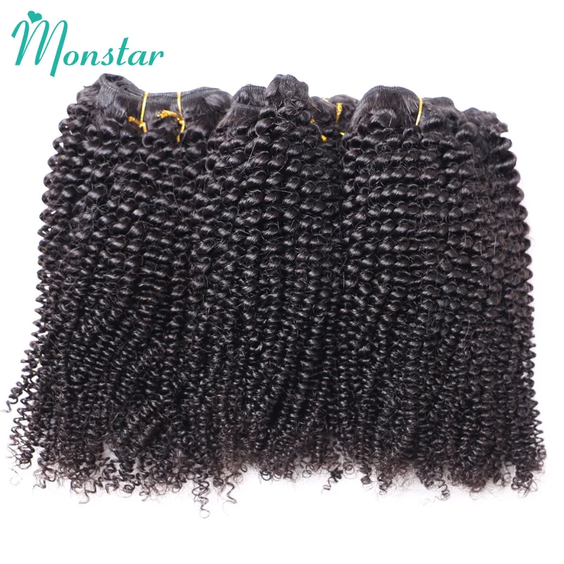

Monstar Hair 1/3/4 Brazilian Bundle Human Hair Weave Remy Brazilian Afro Kinky Curly Hair Extension 10 - 26 Inch Natural Color