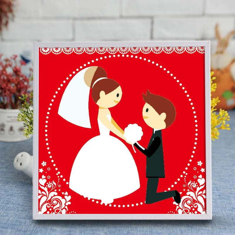 Free Shipping Cartoon Bride and Groom Puzzle Resin 3D DIY Sticker Learning Education Toys for Children Jigsaws Gift 20*20 NT064 | Игрушки и