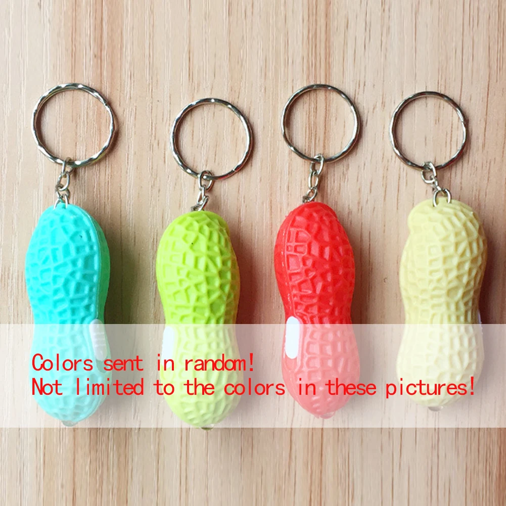 

New Arrival Fake Peanut key chain simulation food Peanut lights keychain Keyring Wedding Opened Promotional little gifts