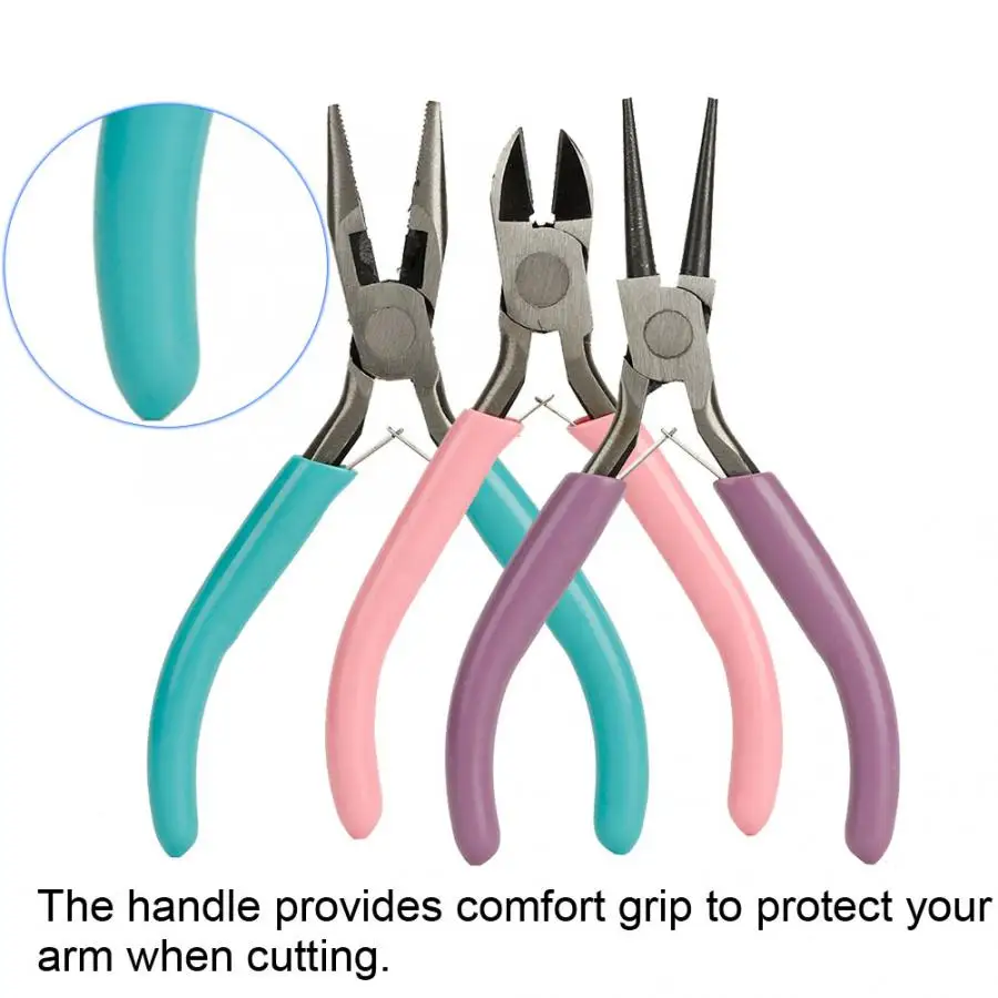 Professional 3pcs Jewelry Making Needle Cutting Pliers Diagonal Hand Wire Cut DIY Jewelry Making Hardware Tool Set for Jeweleri