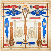 Equestrian Leather Scarf Silk Feeling 90cm Scarves Match Apparel Accessory Woman Girl’s Add Clothing Gift 90FJ47