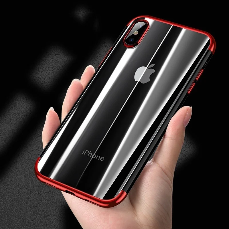 

Luxury Clear Case for iPhone X 8 7 Plus Transparent Plating Case for iPhone 6 6s Plus Shockproof Soft Silicone Cover for iPhone