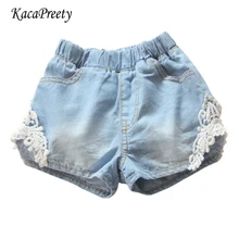 Кружевные штаны для девочек летние повседневные джинсовые шорты детские хлопковые леггинсы детские брюки в ковбойском стиле для детей от 2 до 12 лет