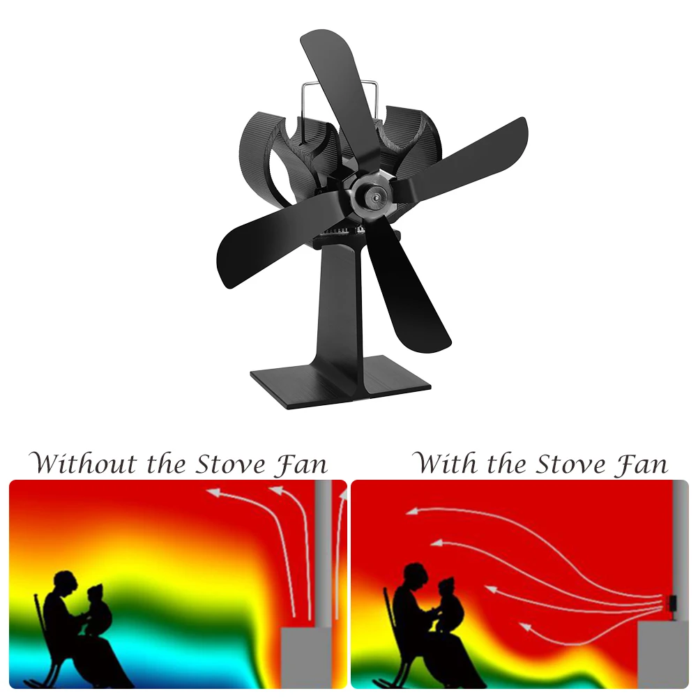 

4 Blades Heat Powered Stove Fan +16% Fuel Saving Stove Fan For Wood Stove Fireplace Eco Friendly Fan High Quality Home Supplies
