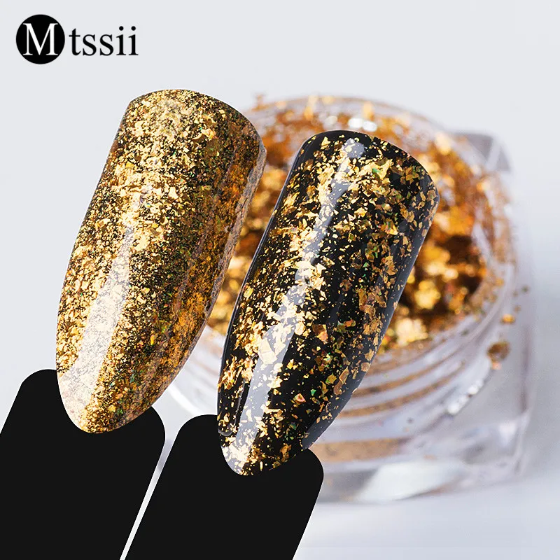 

Mtssii Irregular Gold Nail Sequins Glitter Paillettes Nail Flakes Powder Glitters Nailart Nail Dipping UV Gel Polish