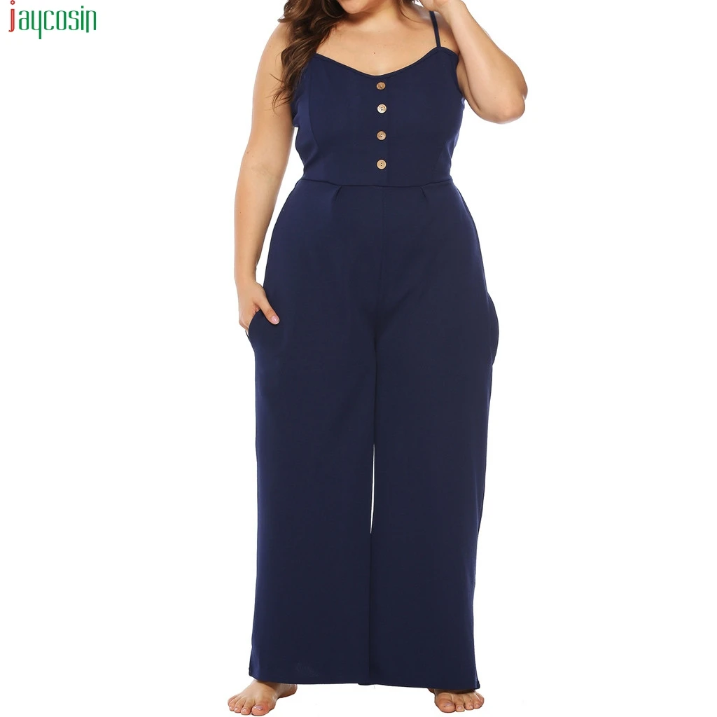 

JAYCOSIN 2019 New Fashion Jumpsuit Womens Sexy Women Jumpsuit Plus size Camis Solid Lace up Backless Loose Jumpsuit Bodysuit