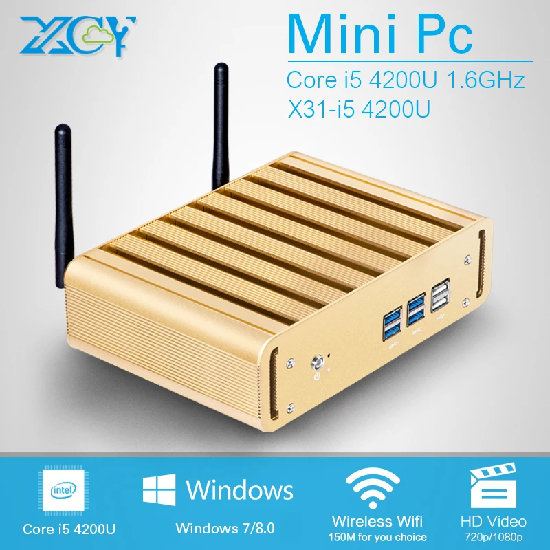 fanless mini computer x31-4200u best price on the four generation 4200U core I5 host machine HTPC small living room