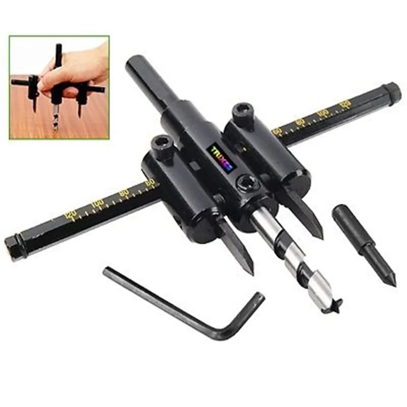 

30mm-120mm Woodworking Opener Adjust Wood Circle Hole Saw Cutter Tool Kit Set Cordless Drill Bit
