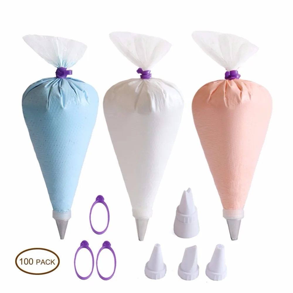 100PCS 16 Inch [Extra Thick] Disposable Piping Bags Set