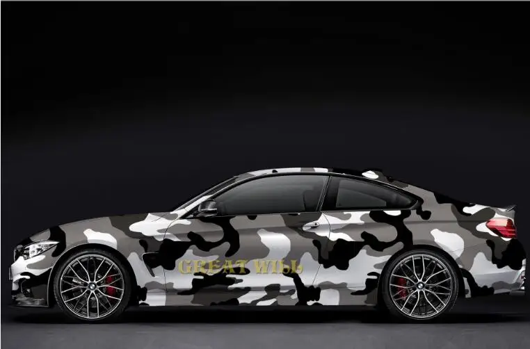 Black Gray Camouflage Vinyl Wrap Film Auto Sticker Vinyls Film Camouflage Car Wrap For Car Wrapping Matte Glossy Air Bubble Free - Название цвета: 2